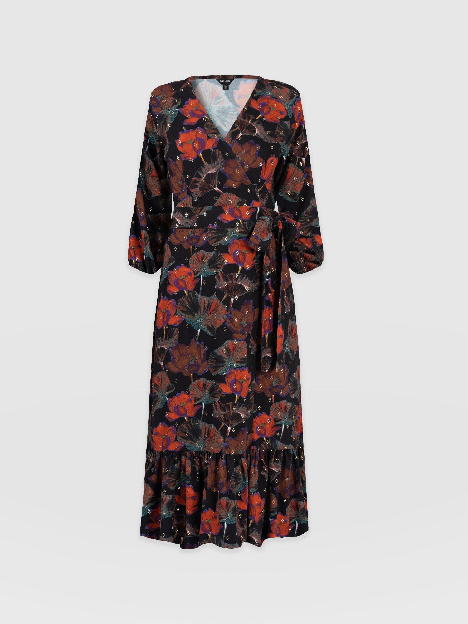 Eliza Wrap Dress - Red Flora